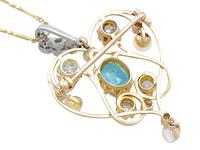 3.22ct Diamond & 2.10 ct Aquamarine, Pearl & 18ct Yellow Gold Pendant / Brooch - Antique Victorian (5 of 9) 3.22ct Diamond & 2.10 ct Aquamarine, Pearl & 18ct Yellow Gold Pendant / Brooch - Antique Victorian (5 of 9)