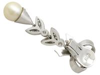 0.54ct Diamond & Pearl, 18ct White Gold Drop Earrings - Vintage c.1960 (5 of 9) 0.54ct Diamond & Pearl, 18ct White Gold Drop Earrings - Vintage c.1960 (5 of 9)