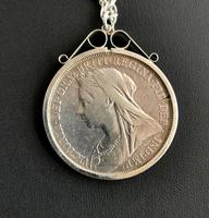 Victorian Silver Crown Pendant, Coin Necklace (8 of 11) Victorian Silver Crown Pendant, Coin Necklace (8 of 11)