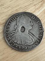Charles IV Spanish 1796 Mexico 8 Reales - George III Oval Counterstamp