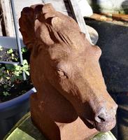 Pair of Large Outdoor Weathered Cast Iron Horse Heads (2 of 7) Pair of Large Outdoor Weathered Cast Iron Horse Heads (2 of 7)