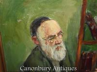Oil Painting Jew and Rabbi Portrait Antique Yiddish Judaic Art 1930 (7 of 9) Oil Painting Jew and Rabbi Portrait Antique Yiddish Judaic Art 1930 (7 of 9)