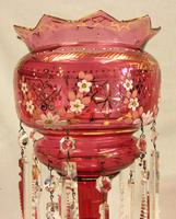 Antique Victorian Cranberry Mantle Table Lustre (3 of 8) Antique Victorian Cranberry Mantle Table Lustre (3 of 8)