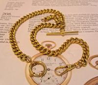 Pocket Watch Chain 14ct Gold Plated Double Albert & T Bar 1960s Vintage