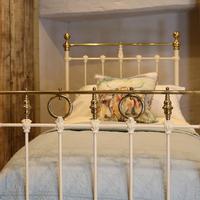 Cream Straight Top Rail Victorian Single Antique Bed with Brass Detailing (3 of 6) Cream Straight Top Rail Victorian Single Antique Bed with Brass Detailing (3 of 6)