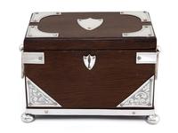 Late Victorian Oak and Silver Plate Rectangular Two Compartment Tea Caddy (6 of 8) Late Victorian Oak and Silver Plate Rectangular Two Compartment Tea Caddy (6 of 8)