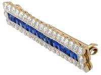 1.12ct Sapphire & 1.78ct Diamond, 12ct Yellow Gold & Palladium Bar Brooch c.1930 (4 of 9) 1.12ct Sapphire & 1.78ct Diamond, 12ct Yellow Gold & Palladium Bar Brooch c.1930 (4 of 9)