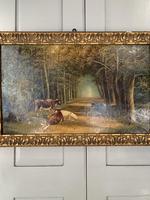 Antique 19th Century British Landscape Oil Painting of Cows Cattle in Wood Signed JD Morris '2 of 2' (3 of 10) Antique 19th Century British Landscape Oil Painting of Cows Cattle in Wood Signed JD Morris '2 of 2' (3 of 10)