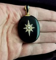 Victorian Onyx Mourning Locket, Seed Pearl Star, 15ct Gold (2 of 12) Victorian Onyx Mourning Locket, Seed Pearl Star, 15ct Gold (2 of 12)