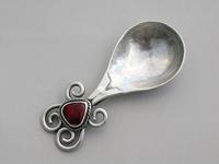 Arts & Crafts Cast Silver Caddy Spoon Red Enamel Cabochon by Omar Ramsden, London 1925 (3 of 11) Arts & Crafts Cast Silver Caddy Spoon Red Enamel Cabochon by Omar Ramsden, London 1925 (3 of 11)