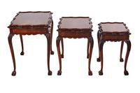 Burr Walnut & Carved Nest of 3 Tables c.1930 (6 of 7) Burr Walnut & Carved Nest of 3 Tables c.1930 (6 of 7)