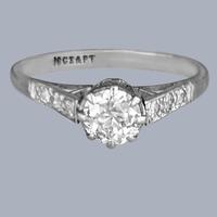 Antique Edwardian Diamond Solitaire Engagement Ring 18ct White Gold & Platinum c.1910