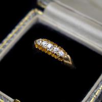 Antique Edwardian Old Cut Diamond Five Stone 18K Gold Ring (9 of 10) Antique Edwardian Old Cut Diamond Five Stone 18K Gold Ring (9 of 10)