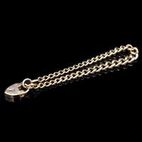 Antique Heart Padlock Graduated Curb 9ct 9K Gold Bracelet 7.5" (3 of 9) Antique Heart Padlock Graduated Curb 9ct 9K Gold Bracelet 7.5" (3 of 9)