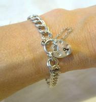 Vintage Sterling Silver Bracelet 1976 Double Curb With Heart Padlock 7 1/2" Length (10 of 11) Vintage Sterling Silver Bracelet 1976 Double Curb With Heart Padlock 7 1/2" Length (10 of 11)