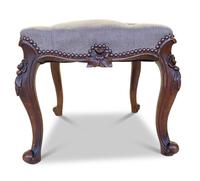 Walnut Upholstered Footstool (5 of 7) Walnut Upholstered Footstool (5 of 7)