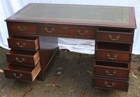 1960's Large Mahogany Pedestal Desk with Green Leather Inset + Key (2 of 4) 1960's Large Mahogany Pedestal Desk with Green Leather Inset + Key (2 of 4)