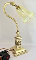 Brass Desk Lamp with Vaseline Shade C1910 (8 of 11) Brass Desk Lamp with Vaseline Shade C1910 (8 of 11)