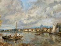 A Beautiful Original Signed Continental Impressionist Riverscape Oil Painting (10 of 12) A Beautiful Original Signed Continental Impressionist Riverscape Oil Painting (10 of 12)