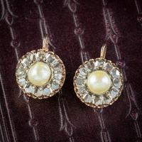 Antique Victorian Rose Cut Diamond Natural Pearl Earrings 3.60ct of Diamond 18ct Gold c.1880 (7 of 7) Antique Victorian Rose Cut Diamond Natural Pearl Earrings 3.60ct of Diamond 18ct Gold c.1880 (7 of 7)