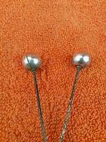 Pair of Antique Sterling Silver Ball Ended Hat Pins 7 Inches C1890 (6 of 6) Pair of Antique Sterling Silver Ball Ended Hat Pins 7 Inches C1890 (6 of 6)