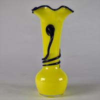 Bohemian Czech Tango Yellow & Cobalt Blue Coil Blown Glass Vase (4 of 6) Bohemian Czech Tango Yellow & Cobalt Blue Coil Blown Glass Vase (4 of 6)