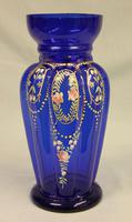 Antique Bristol Blue Glass Decorated Vase (7 of 7) Antique Bristol Blue Glass Decorated Vase (7 of 7)