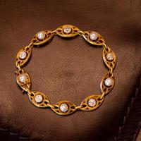 Antique Art Nouveau French Diamond Pearl Bracelet 18ct Gold 3ct Diamond c.1900 (2 of 7) Antique Art Nouveau French Diamond Pearl Bracelet 18ct Gold 3ct Diamond c.1900 (2 of 7)