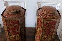 Matching Pair of Octagonal Toleware Canisters (5 of 6) Matching Pair of Octagonal Toleware Canisters (5 of 6)