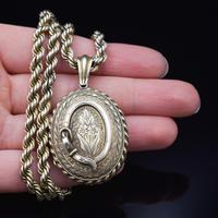 Antique Oval Buckle Fancy Locket and Rope Chain Sterling Silver Gold Gilt Necklace (2 of 11) Antique Oval Buckle Fancy Locket and Rope Chain Sterling Silver Gold Gilt Necklace (2 of 11)
