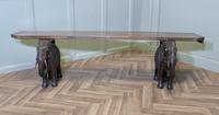 Unusual Window Seat or Hall Bench with Carved Elephants