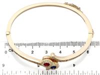 0.45ct Ruby & Sapphire, 1.50ct Diamond, 14ct Yellow Gold Bangle - Antique c.1890 (8 of 12) 0.45ct Ruby & Sapphire, 1.50ct Diamond, 14ct Yellow Gold Bangle - Antique c.1890 (8 of 12)