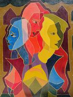 Original Oil on Canvas by Elizabeth Goudge (Nee Harvey) '3 Figures'. Signed and Dated Harvey 1947 Verso. Provenance; The Artist