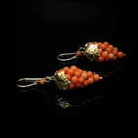 Antique Coral Grape Gold on Sterling Silver Drop Earrings (2 of 7) Antique Coral Grape Gold on Sterling Silver Drop Earrings (2 of 7)