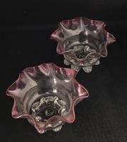 Pair of Victorian Cranberry Edged Fluted Glass Bowls. (3 of 4) Pair of Victorian Cranberry Edged Fluted Glass Bowls. (3 of 4)