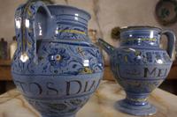 Pair of Mid 17th Century Italian Majolica Berettino Wet Drug Jars (6 of 11) Pair of Mid 17th Century Italian Majolica Berettino Wet Drug Jars (6 of 11)