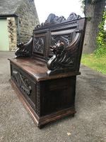 Antique English Carved Oak Hall Bench Settle (6 of 10) Antique English Carved Oak Hall Bench Settle (6 of 10)