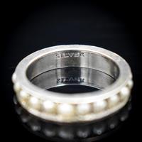 Art Deco Pearl Full Eternity Sterling Silver Band Ring (3 of 10) Art Deco Pearl Full Eternity Sterling Silver Band Ring (3 of 10)
