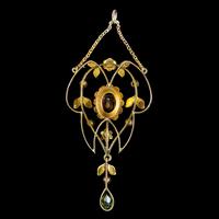 Antique Suffragette Floral Pendant Amethyst Peridot Pearl 9ct Gold Circa 1910 (2 of 6) Antique Suffragette Floral Pendant Amethyst Peridot Pearl 9ct Gold Circa 1910 (2 of 6)