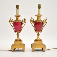 Pair of Antique French Porcelain & Gilt Metal Table Lamps (11 of 12) Pair of Antique French Porcelain & Gilt Metal Table Lamps (11 of 12)