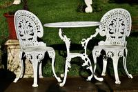 Nicely Weathered Painted Metal Bistro Set Table & 2 Chairs (4 of 5) Nicely Weathered Painted Metal Bistro Set Table & 2 Chairs (4 of 5)