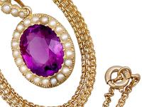 6.56 ct Amethyst and Pearl, 15 ct Yellow Gold Pendant - Antique Circa 1890 (11 of 12) 6.56 ct Amethyst and Pearl, 15 ct Yellow Gold Pendant - Antique Circa 1890 (11 of 12)