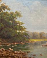 Beautiful Original 1921 Antique Riverscape Landscape Oil Painting (4 of 10) Beautiful Original 1921 Antique Riverscape Landscape Oil Painting (4 of 10)