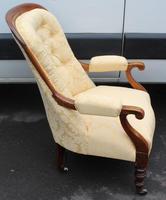 1880's Buttoned Back Mahogany Armchair with Gold Upholstery (2 of 3) 1880's Buttoned Back Mahogany Armchair with Gold Upholstery (2 of 3)