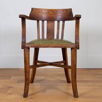 Vintage 1930s Oak Office Chair With Fresh Leather Seat x 2 (2 of 11) Vintage 1930s Oak Office Chair With Fresh Leather Seat x 2 (2 of 11)