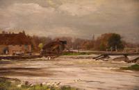 Oil painting by James Aumonier “The Old Swan, Pangbourne Weir” (3 of 5) Oil painting by James Aumonier “The Old Swan, Pangbourne Weir” (3 of 5)