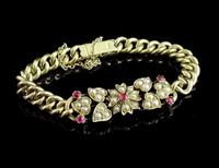 Antique 15ct Gold Ruby and Pearl Curb Bracelet, Floral (3 of 10) Antique 15ct Gold Ruby and Pearl Curb Bracelet, Floral (3 of 10)