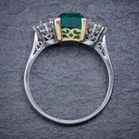 Art Deco Colombian Emerald Diamond Trilogy Ring Platinum 18ct Gold 2.55ct Emerald With Cert (3 of 9) Art Deco Colombian Emerald Diamond Trilogy Ring Platinum 18ct Gold 2.55ct Emerald With Cert (3 of 9)