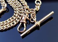Antique 9ct Yellow Gold Double Albert Chain, Watch Chain, Curb Link (4 of 13) Antique 9ct Yellow Gold Double Albert Chain, Watch Chain, Curb Link (4 of 13)