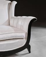 Unusual Pair of French Art Deco Ebonised Armchairs in a Crushed Velvet (7 of 8) Unusual Pair of French Art Deco Ebonised Armchairs in a Crushed Velvet (7 of 8)